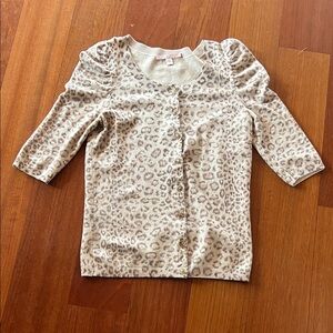 Rebecca Taylor Cream Leopard Print Sweater